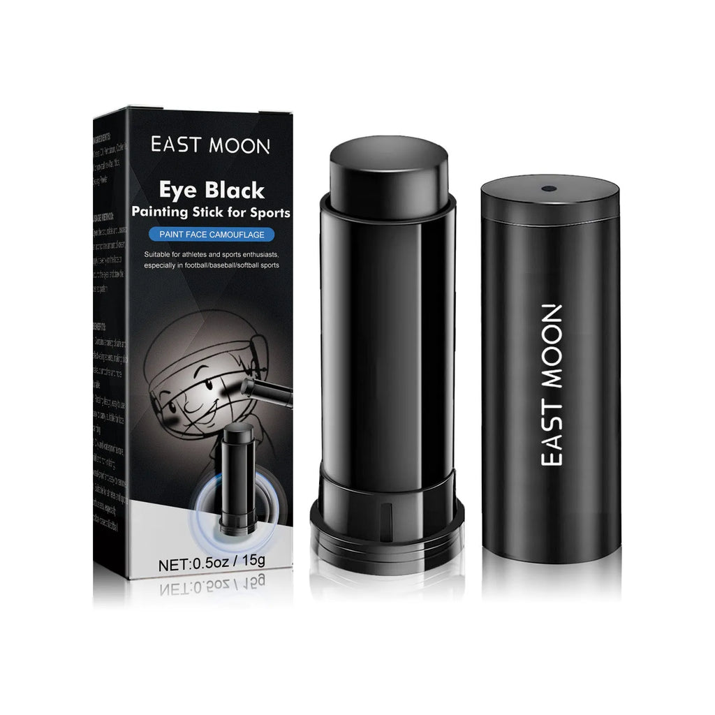 Sports eye black paint stick in compact packaging for athletic blackening applications