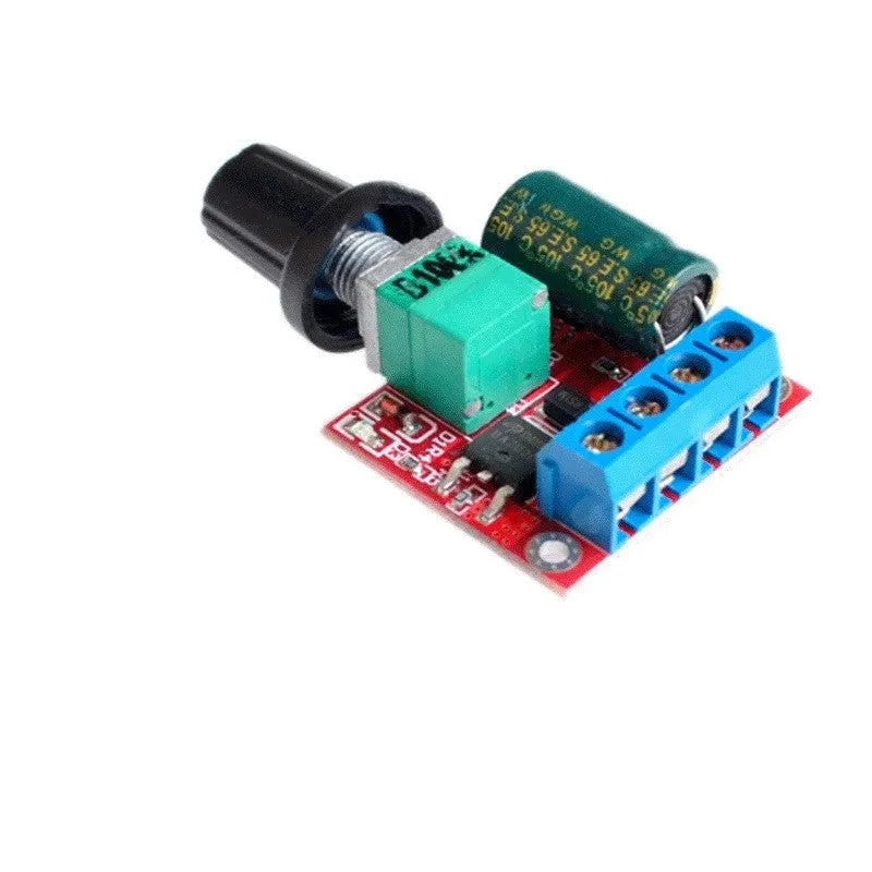 PWM DC motor speed controller with potentiometer knob for 4.5V-35V operation and 90W power