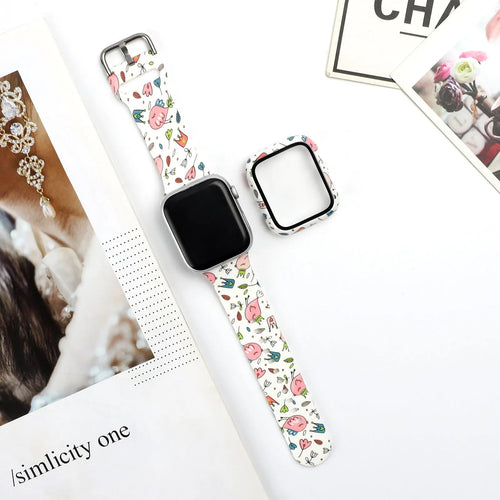 Printed silicone Apple Watch strap for iWatch 1-6 and SE models in 38mm 40mm 42mm 44mm sizes