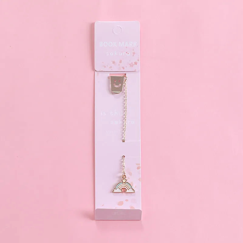 Metal bookmark with cartoon pendant in choice of animal and object designs