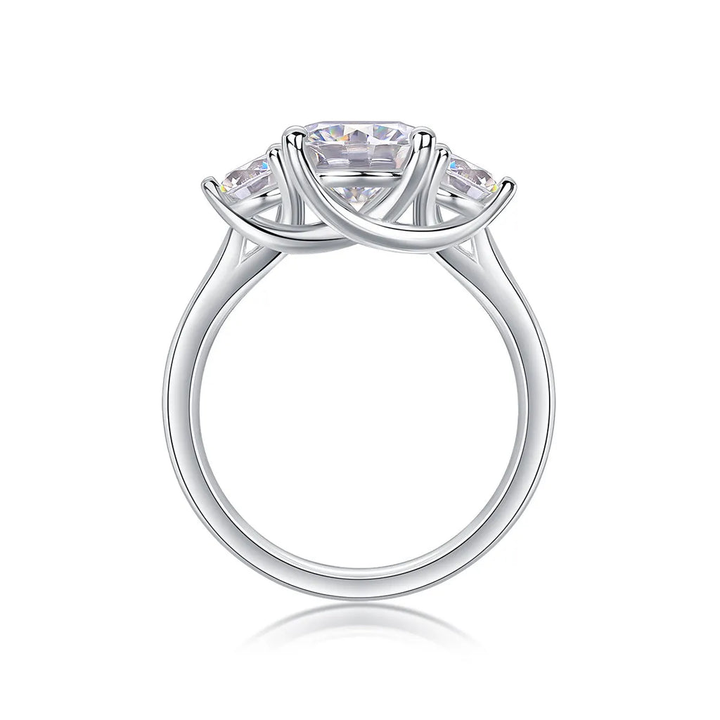 Three Reincarnations wedding ring set with 2-carat moissanite stone in gold-plated S925 silver band, gift box packaging