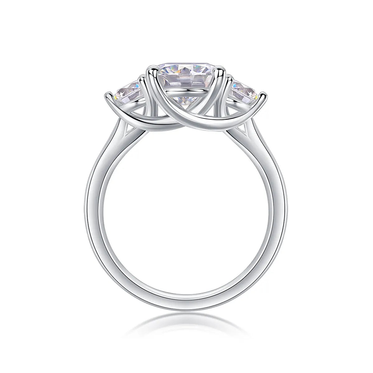 Three Reincarnations wedding ring set with 2-carat moissanite stone in gold-plated S925 silver band, gift box packaging