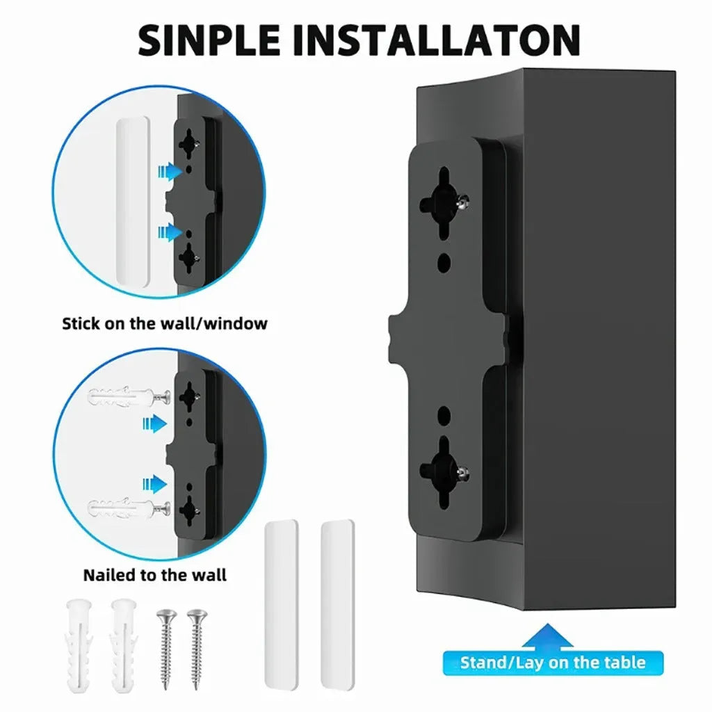 Black digital TV antenna with mounting accessories including expansion tubes and screws