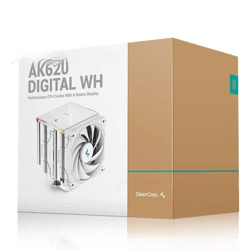 Twin tower air-cooled CPU heat sink with digital display, copper aluminium construction, 129x138x162mm, black colour
