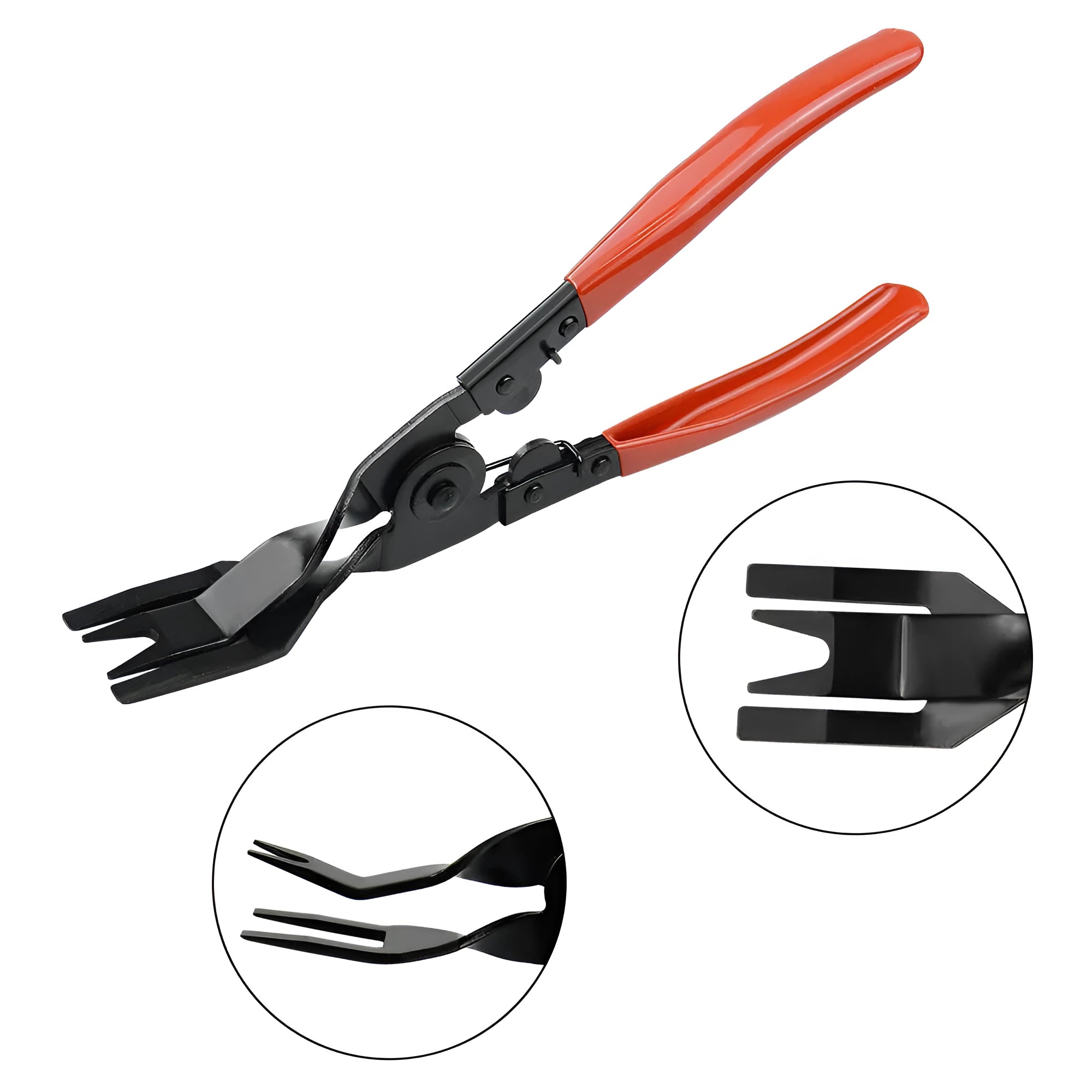 Red-handle steel light switch pliers for General Motors door panel clip installation