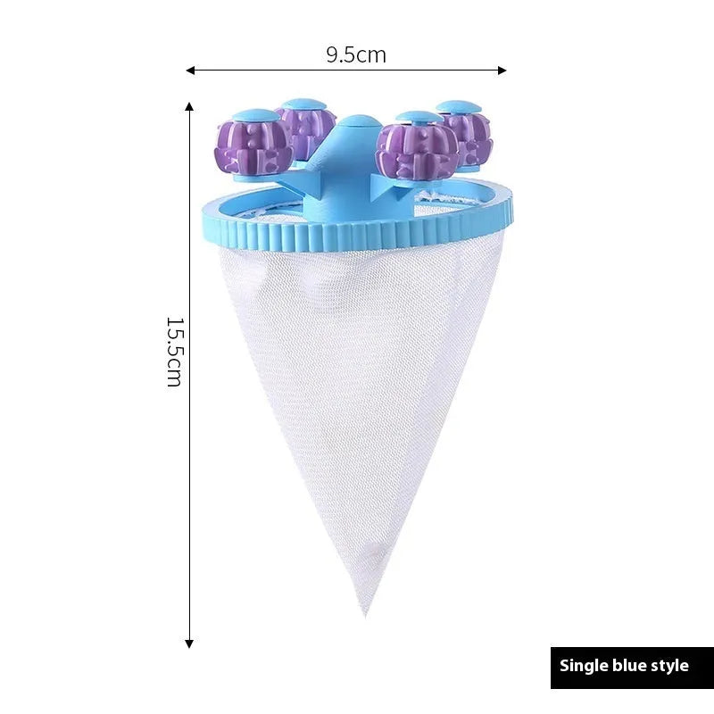 Universal washing machine hair removal filter screen gadget in blue colour with PP TPR polyester construction