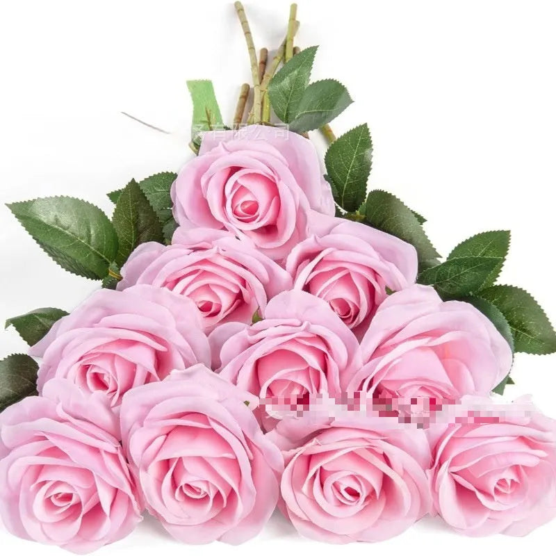 Single stem silk rose artificial flower in various colours for wedding home decor, 15g weight