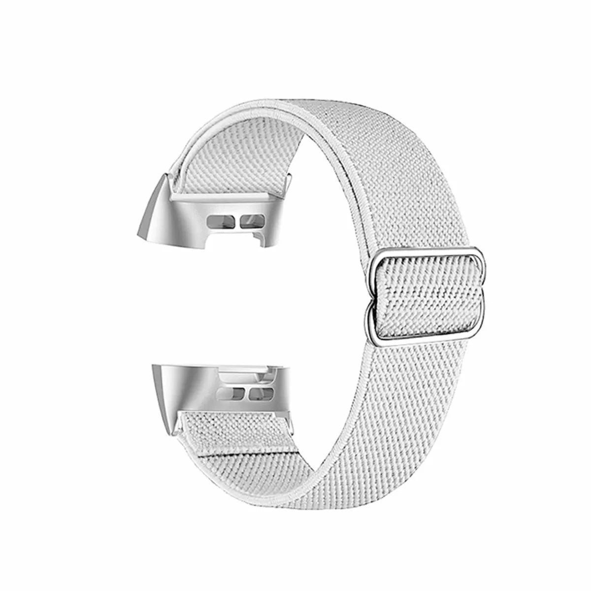 Nylon elastic strap with metal toe cap for Fitbit Charge 6, black colour variant