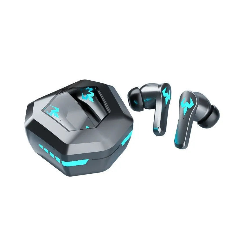 Black wireless Bluetooth sports headphones with in-ear design and bilateral earpieces