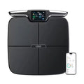 Black eight-electrode body fat intelligent electronic household weighing scale on white background