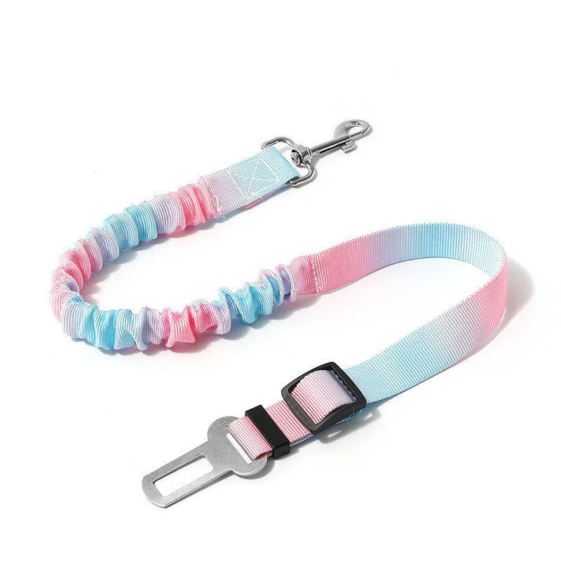 Orange Pink gradient elastic hand holding rope for pets, 60-80cm long, polyester material