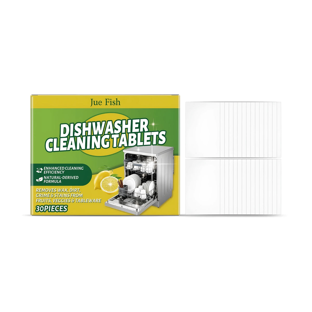 Dishwasher cleaning sheet 30-pack with citric acid and surfactant for limescale and grease removal