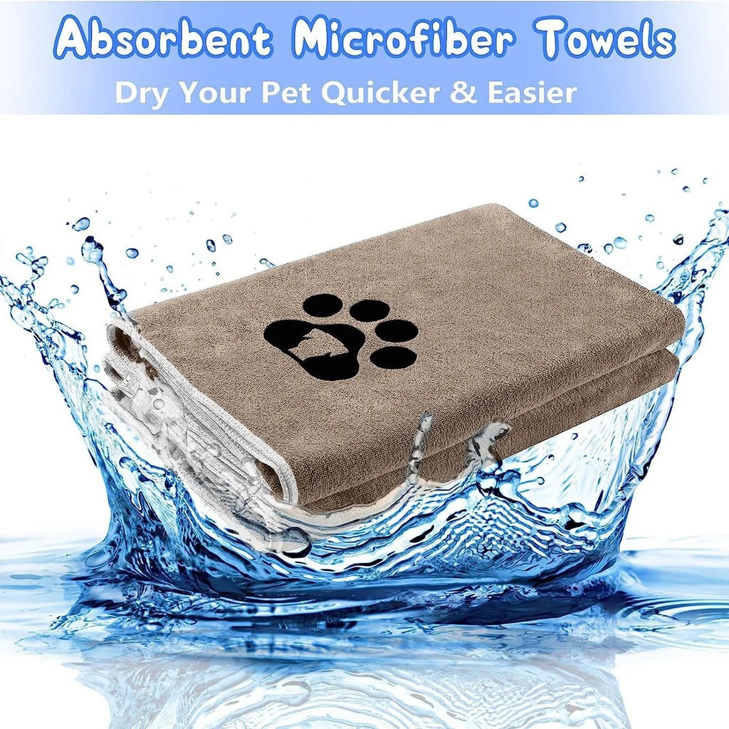 Brown ultra-fine fiber pet towel for dogs, water absorbing and quick drying, size 35x75cm