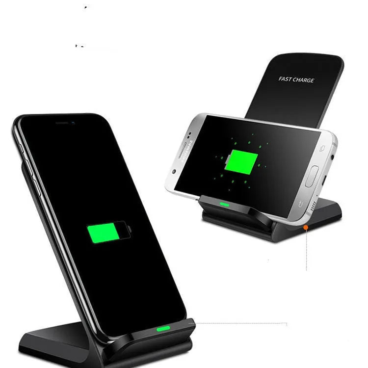 30W fast charging vertical wireless charger desktop stand for iPhone Android in black finish