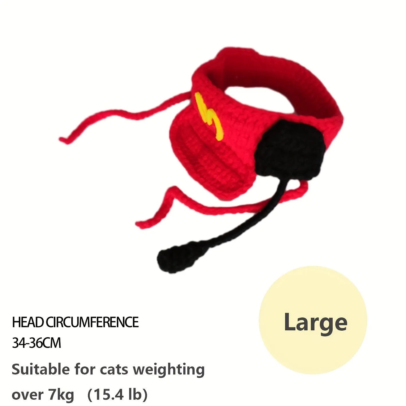 Handmade cotton knitted pet chef hat costume on small dog with elastic neck base