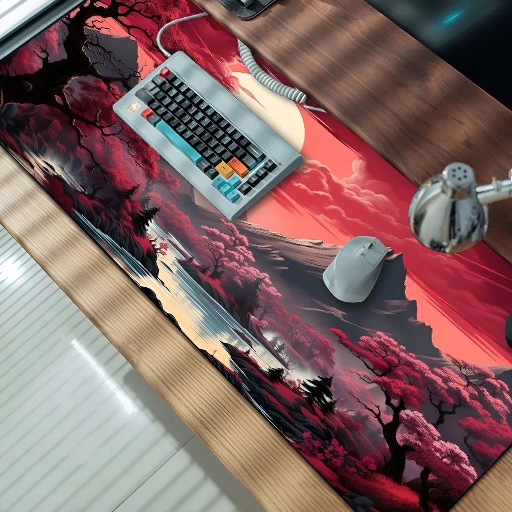 Anime gaming mouse pad with thermal transfer print pattern on non-slip rubber cloth surface
