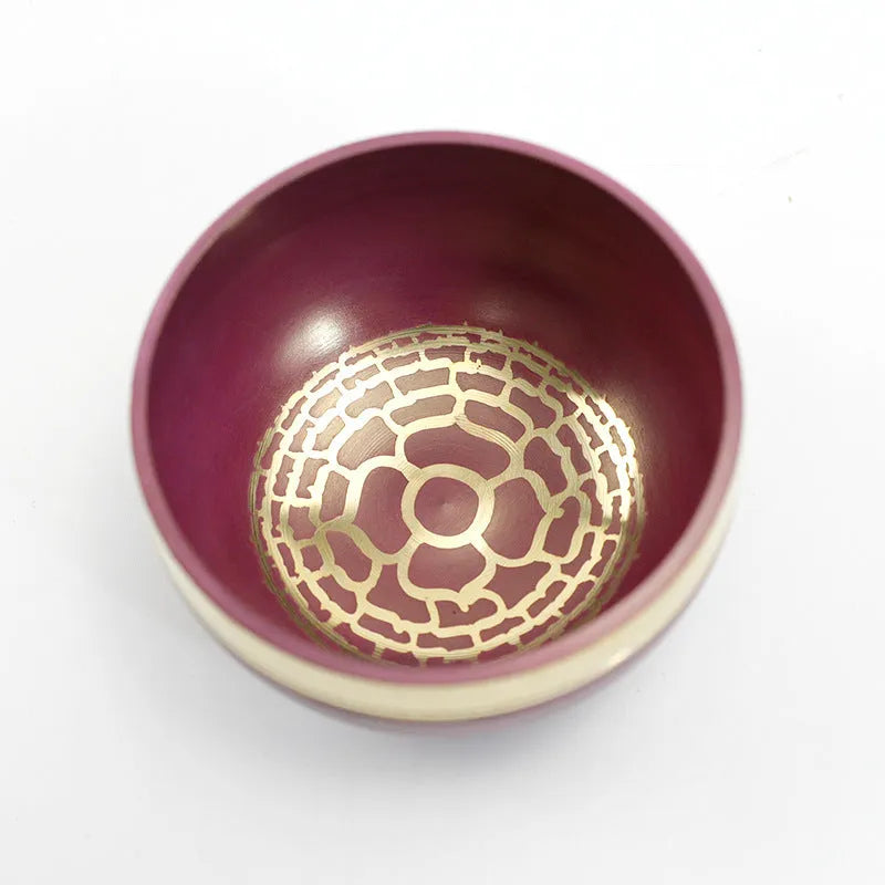 Handmade colourful Himalayan singing bowl for yoga meditation and sound therapy