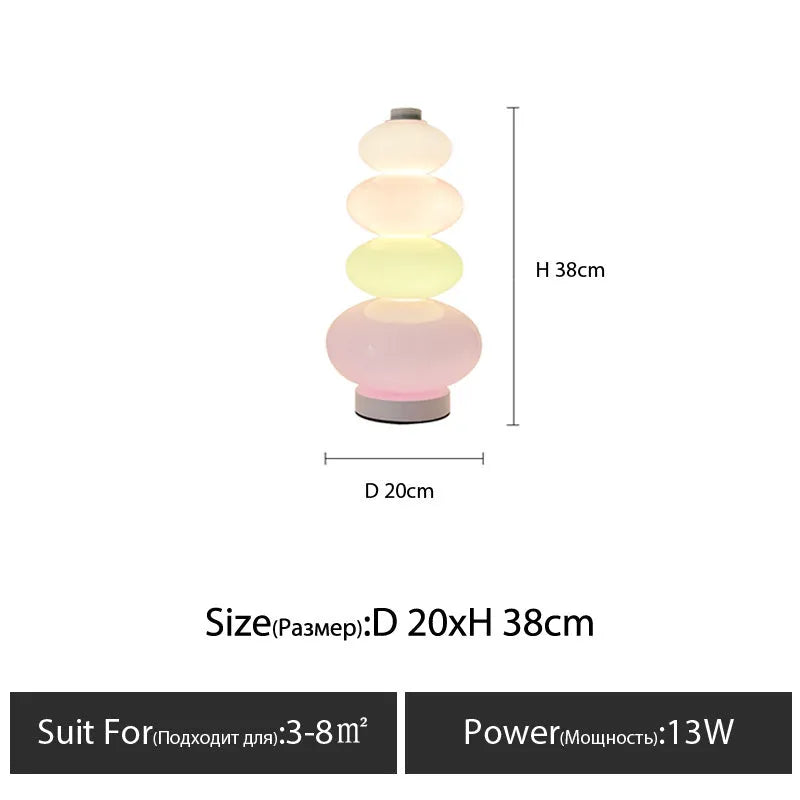 Candy String Rainbow table lamp with glass shade and iron body in macaron colours