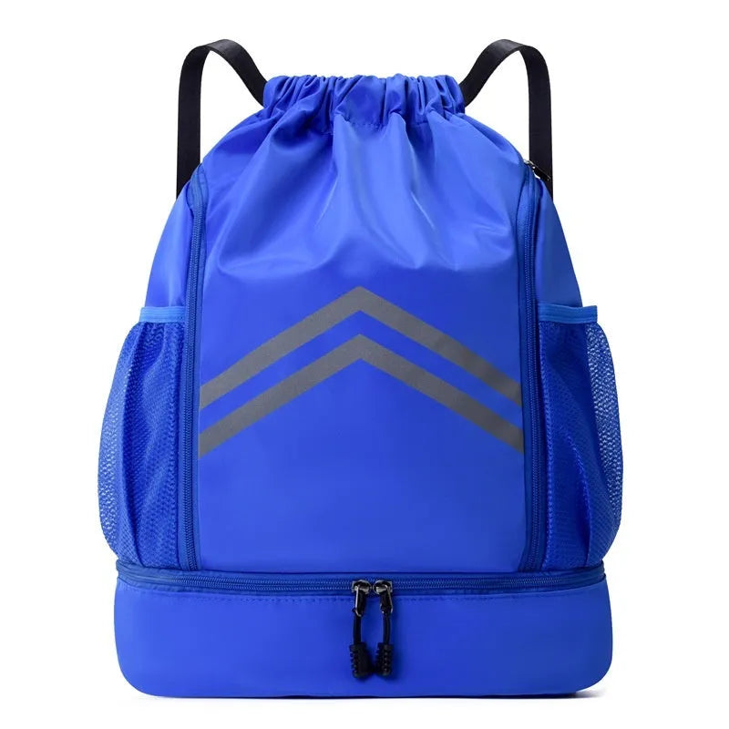 Men's reflective drawstring sports backpack in Oxford cloth for basketball and hiking