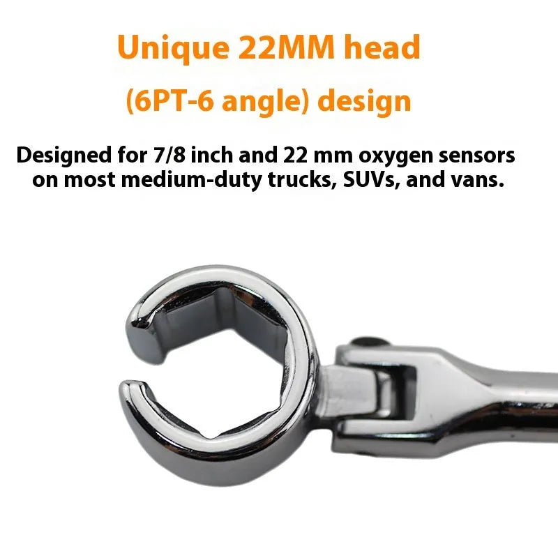 Oxygen sensor removal tool with 22mm hexagonal socket and bright chrome finish
