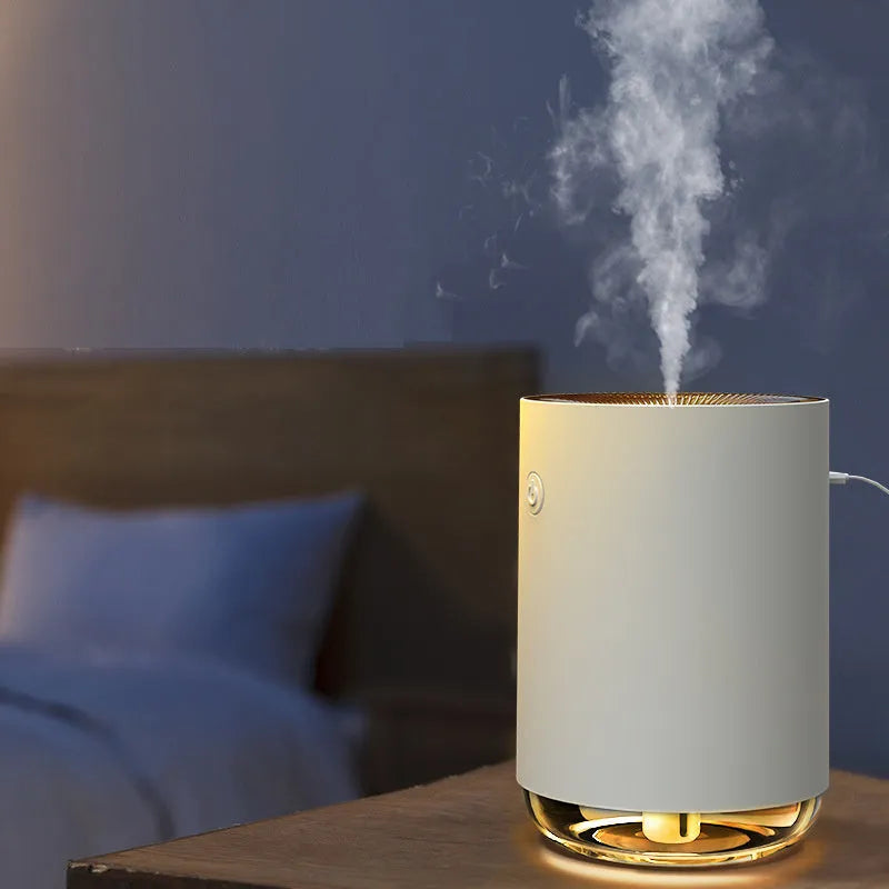 Green night light humidifier diffuser with coloured LED illumination and mist output