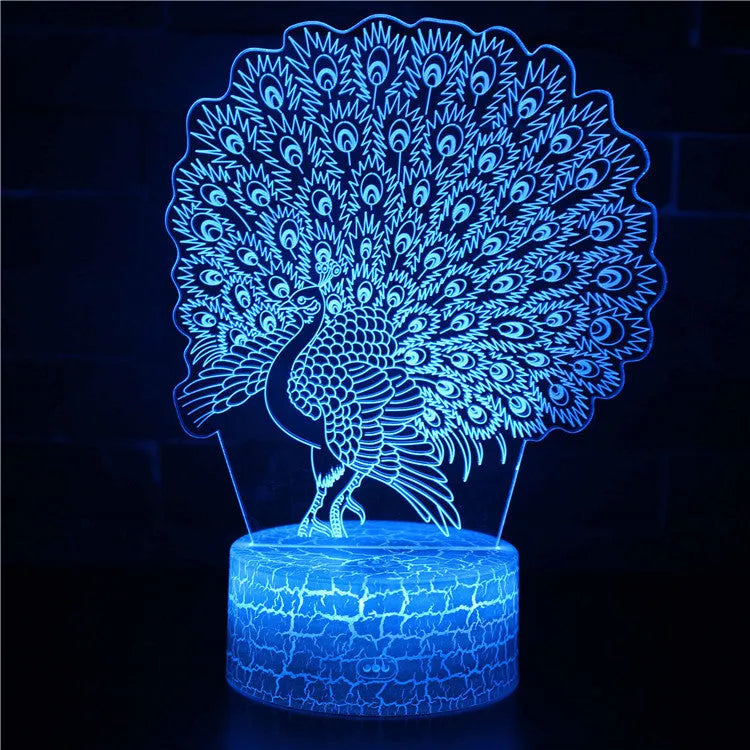 Acrylic 3D USB table lamp with colourful crack base design and touch controls