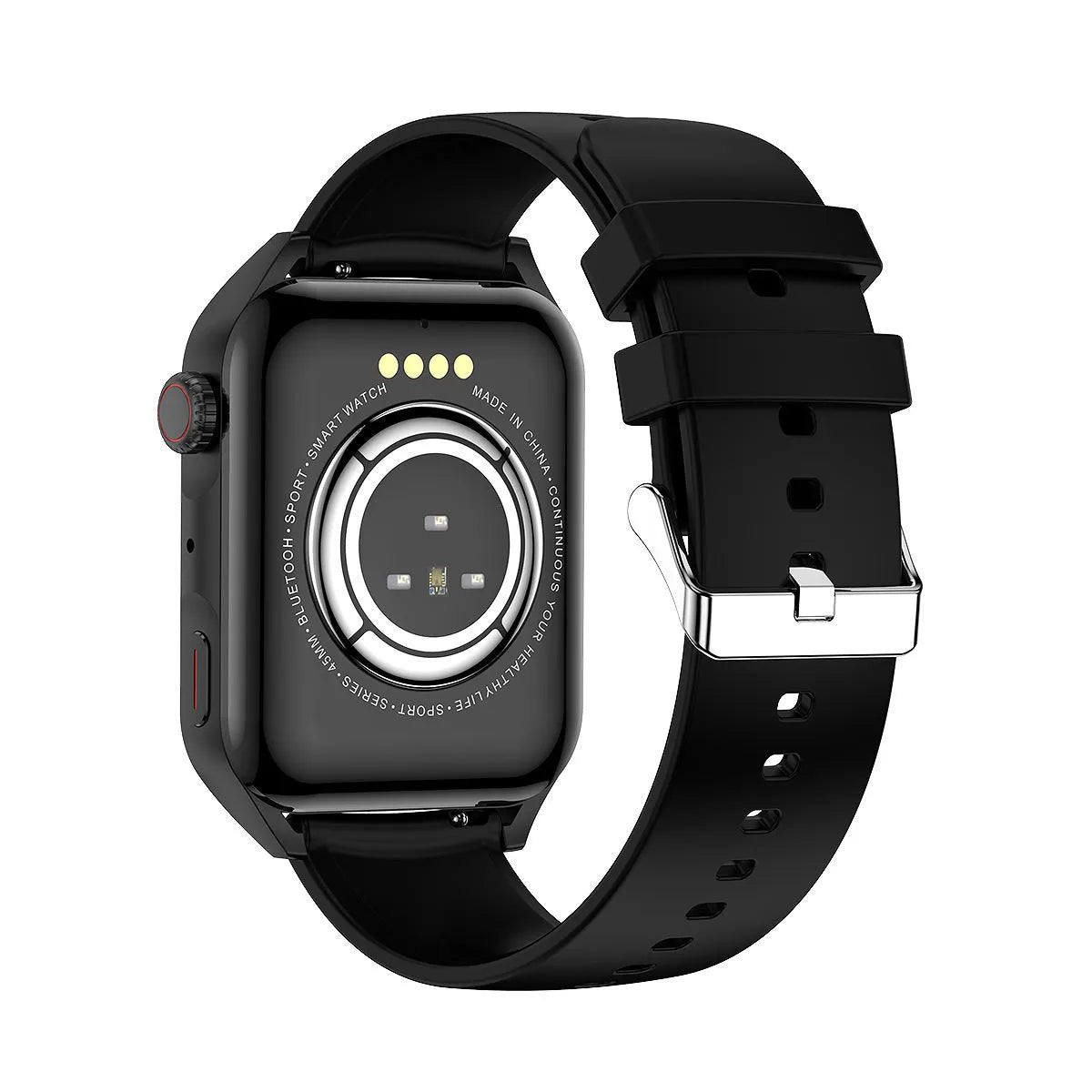 Smart watch with 1.8-inch AMOLED screen, NFC, and silicone strap in three colour options