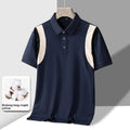 Men's striped cotton lapel-collar T-shirt in loose Korean fit for summer.