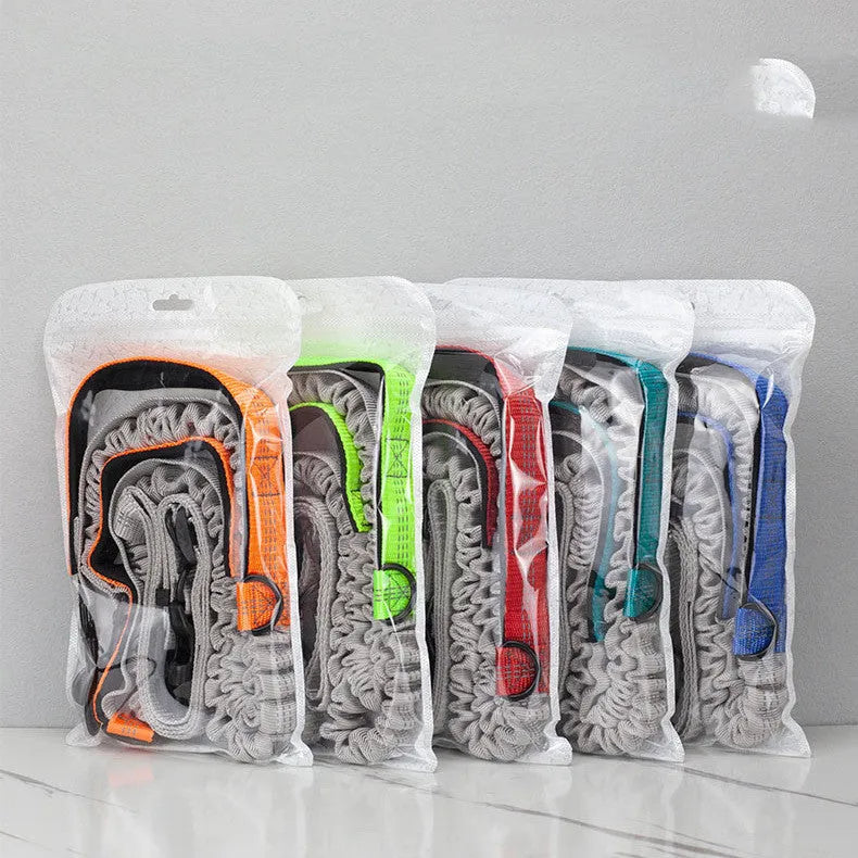 Pet outdoor running dog leash telescopic polyester foam handle fluorescent green 270g 2.5cm bandwidth