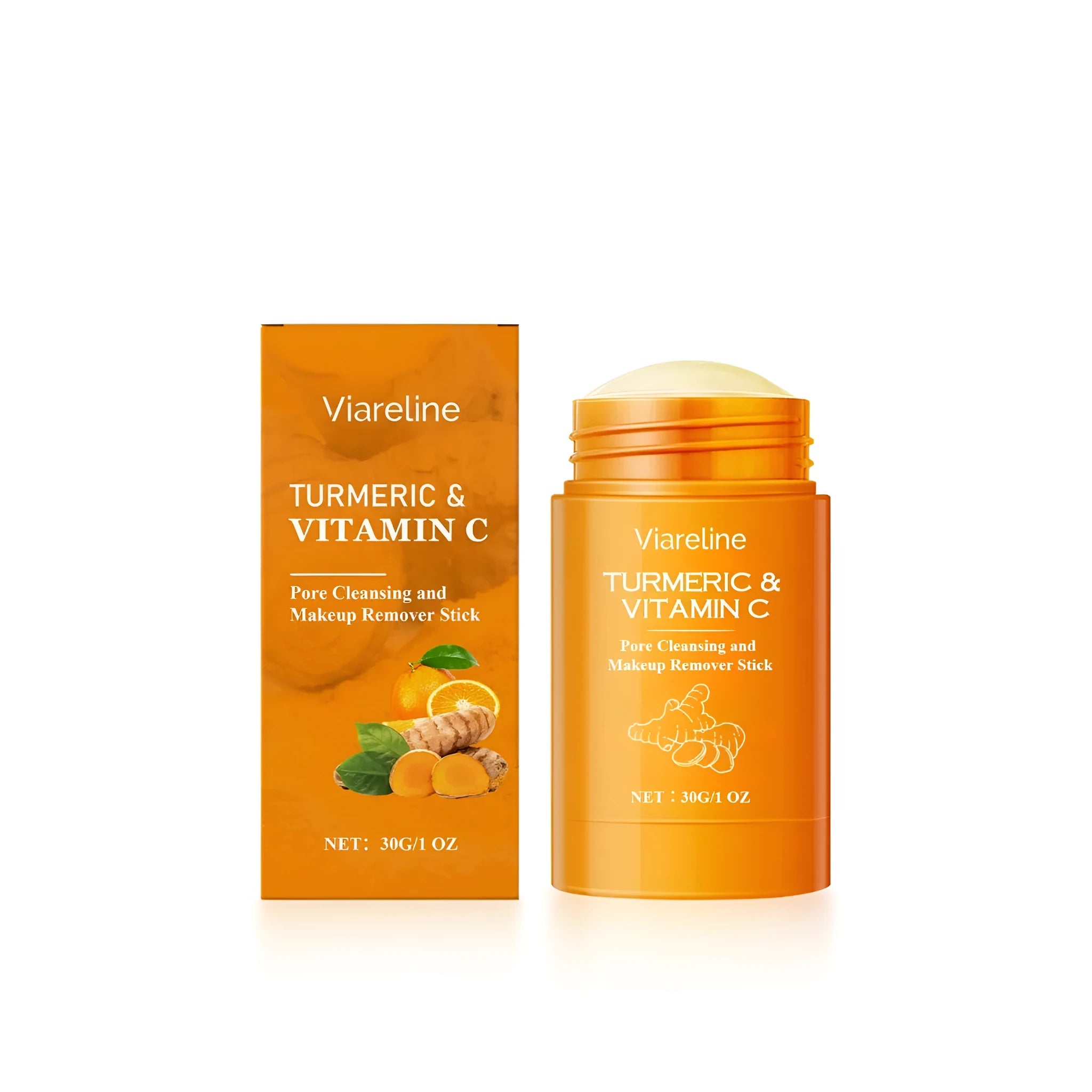 Turmeric Vitamin C cleansing and makeup removal stick, 30g solid bar with turmeric oil and kaolin
