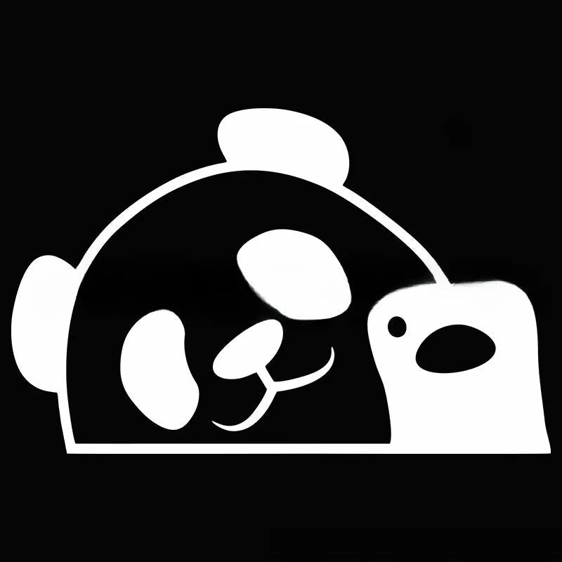 Peeking panda design automotive vinyl sticker for car decoration in black, white or laser colour finishes