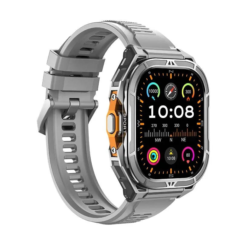 X5 smart watch with AMOLED screen and Bluetooth calling features, available in black and gray