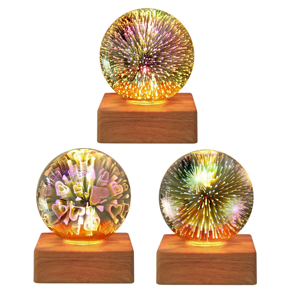 USB-powered crystal ball LED night light with touch control in spherical design