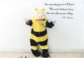 Children's one-piece bee flannel pajamas in Three-dimensional Bee colour on white background