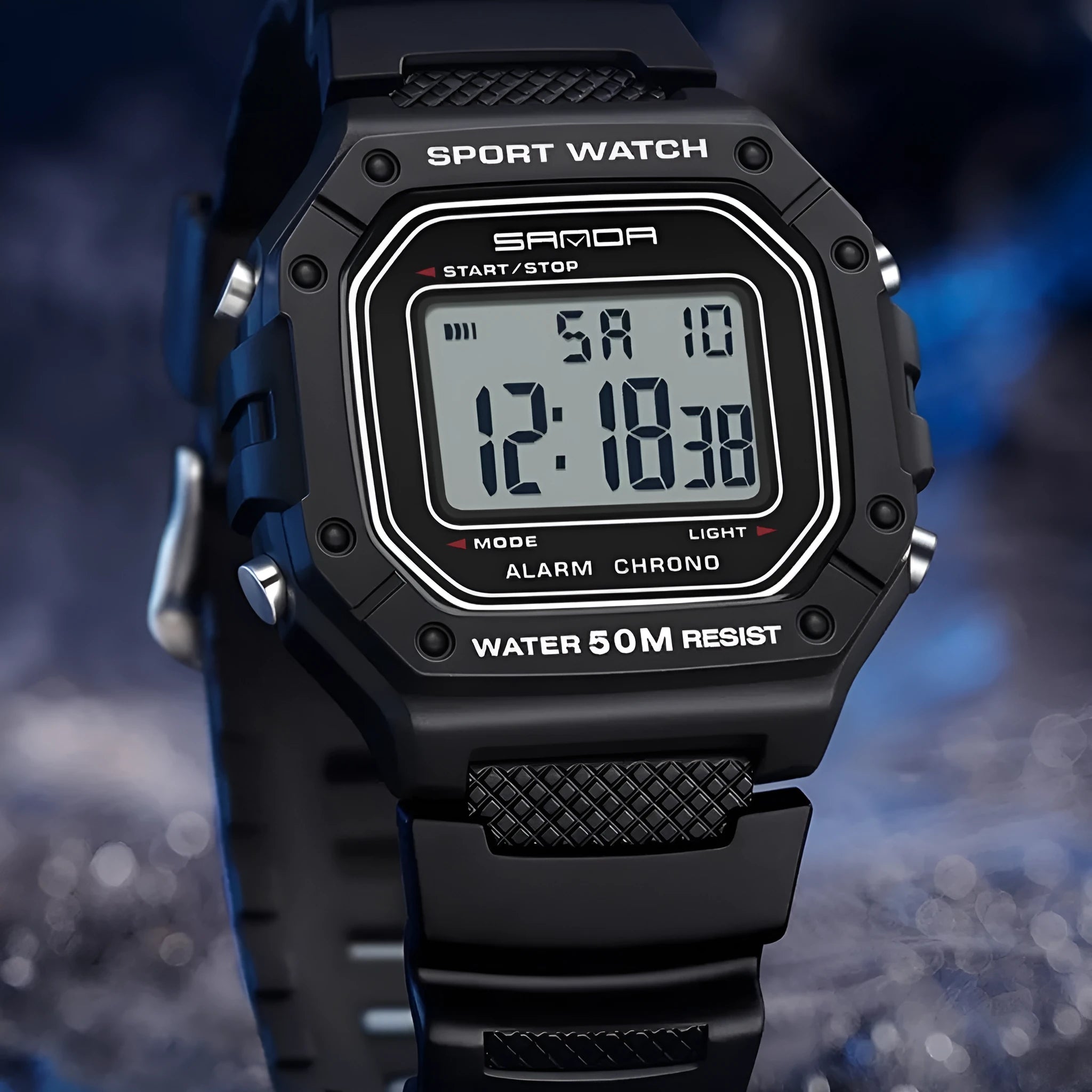 Youth waterproof electronic watch with alarm in six colour options