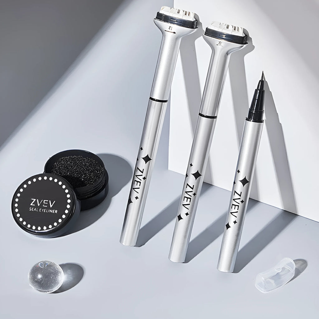 Double-headed lower eyelash seal liquid eyeliner pen set in Retro Black and Caramel Mocha
