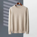 Men's autumn winter cashmere round neck pullover sweater with pineapple stitch in khaki colour