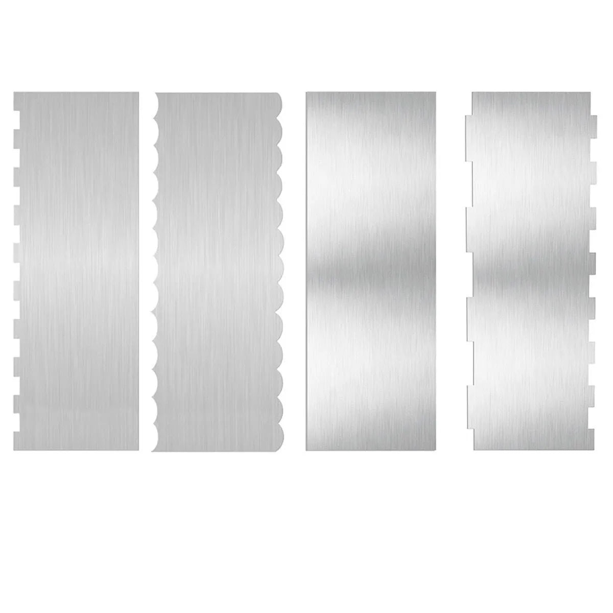 Stainless steel cream scraper cake decorating tool with six polygon pattern designs