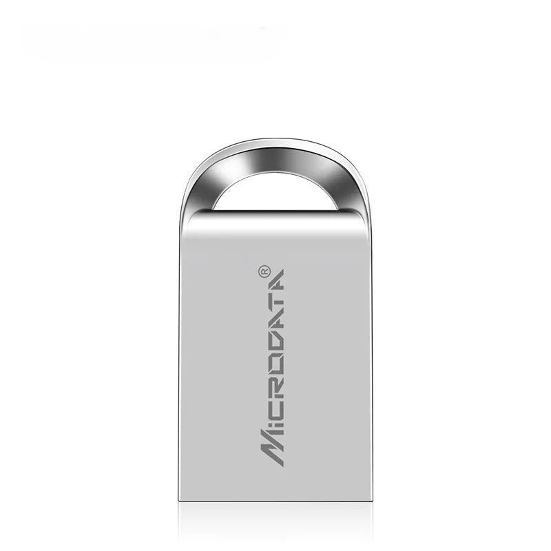 Metal USB storage disc necklace with chain accessory showing compact 10mm square design