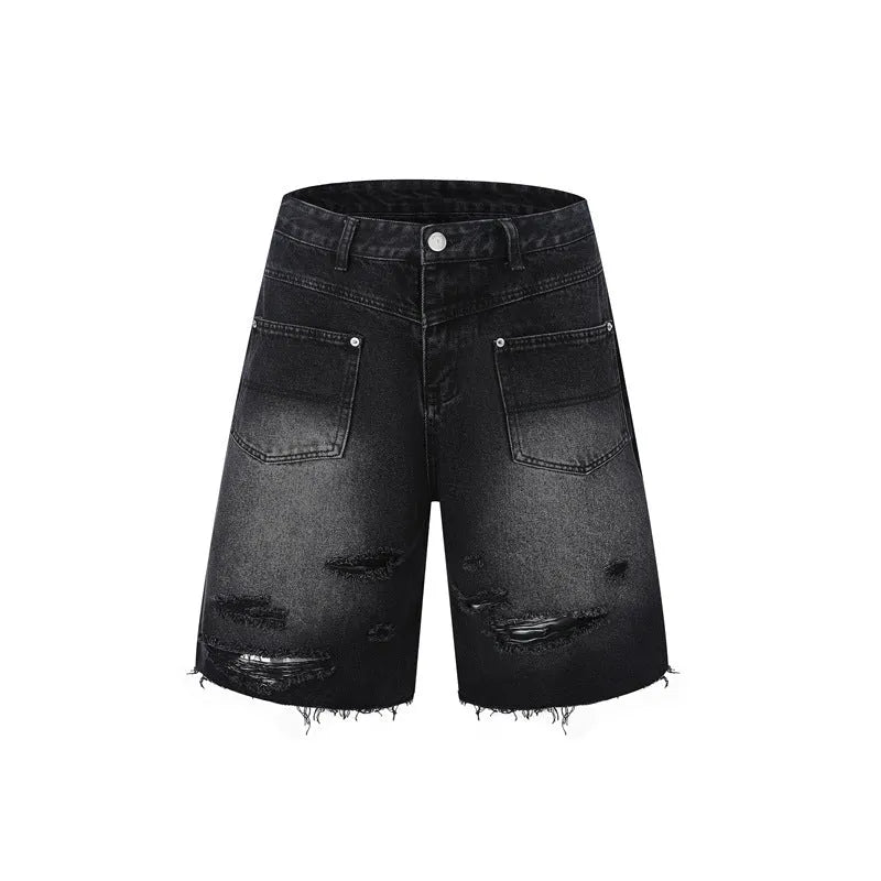 Denim overall suit matching set with short sleeve top and trousers in street style loose fit