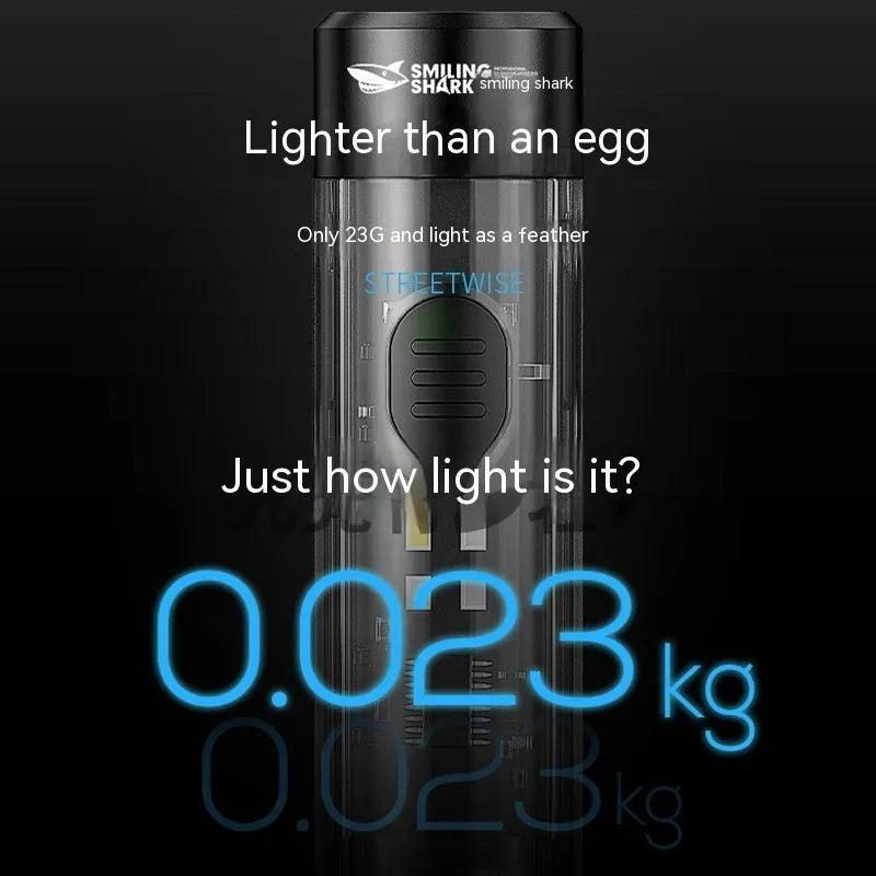 Black portable outdoor flashlight with USB charging port and compact plastic design