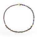 Purple amethyst round beads geometric bracelet with garnet accents and textured detailing
