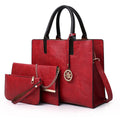 Women's PU leather mother-and-child handbag set in black with shoulder strap