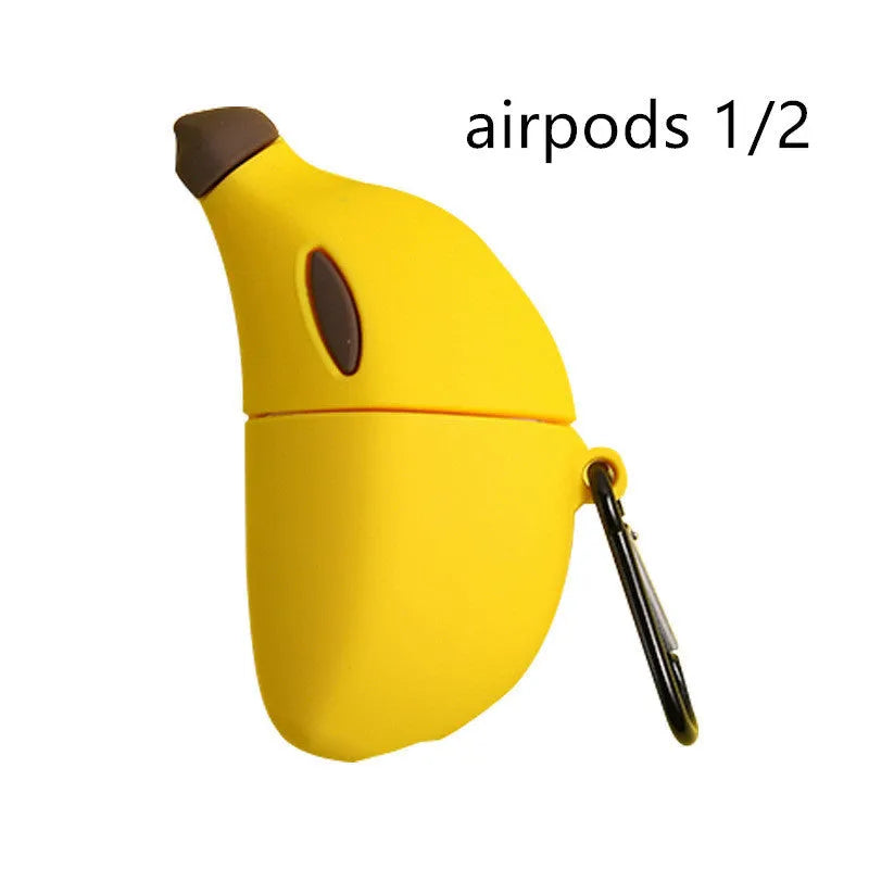 Yellow banana design silicone protective case for Apple AirPods Pro.