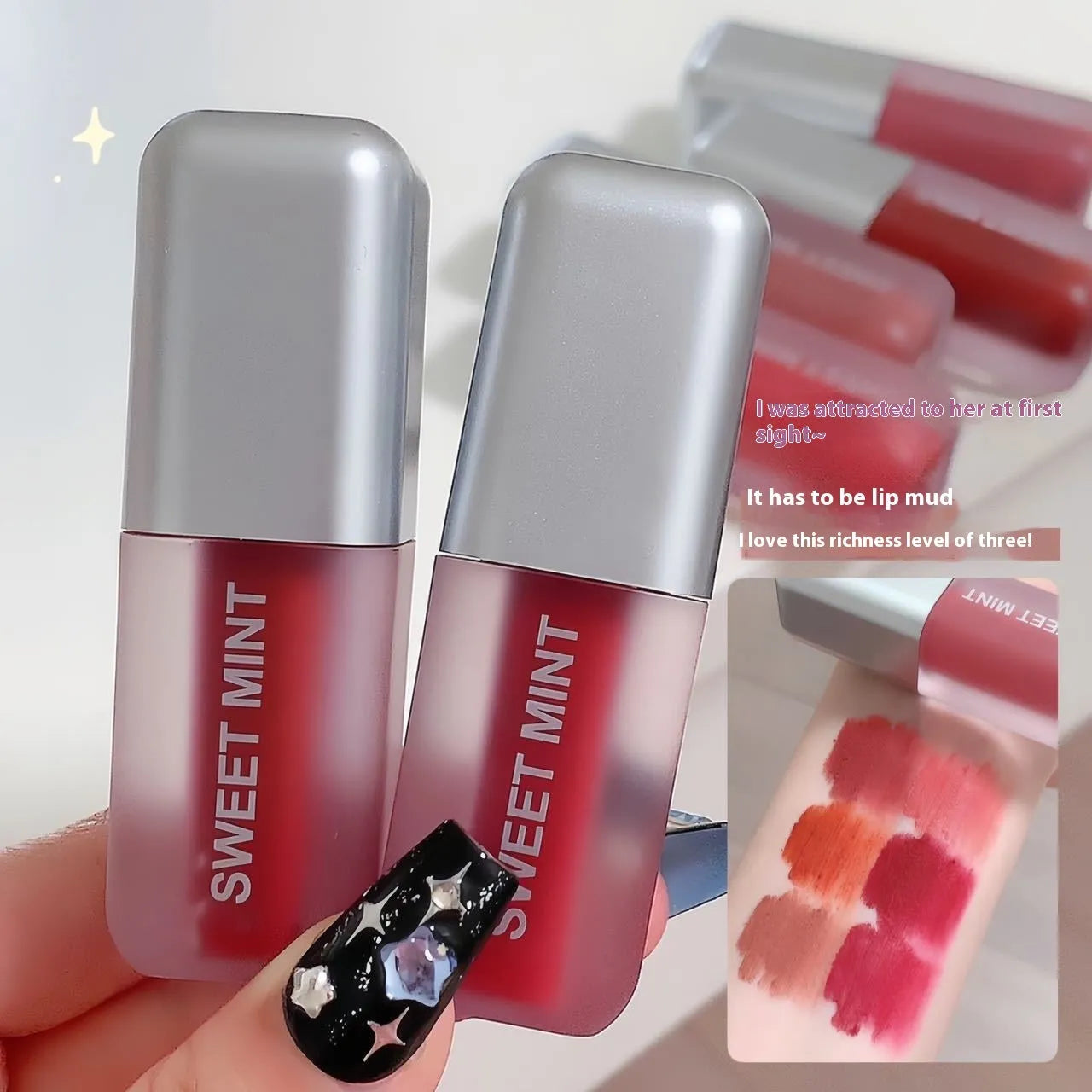Velvet lip lacquer matte finish in oat roasted chestnut shade, 3.2g tube