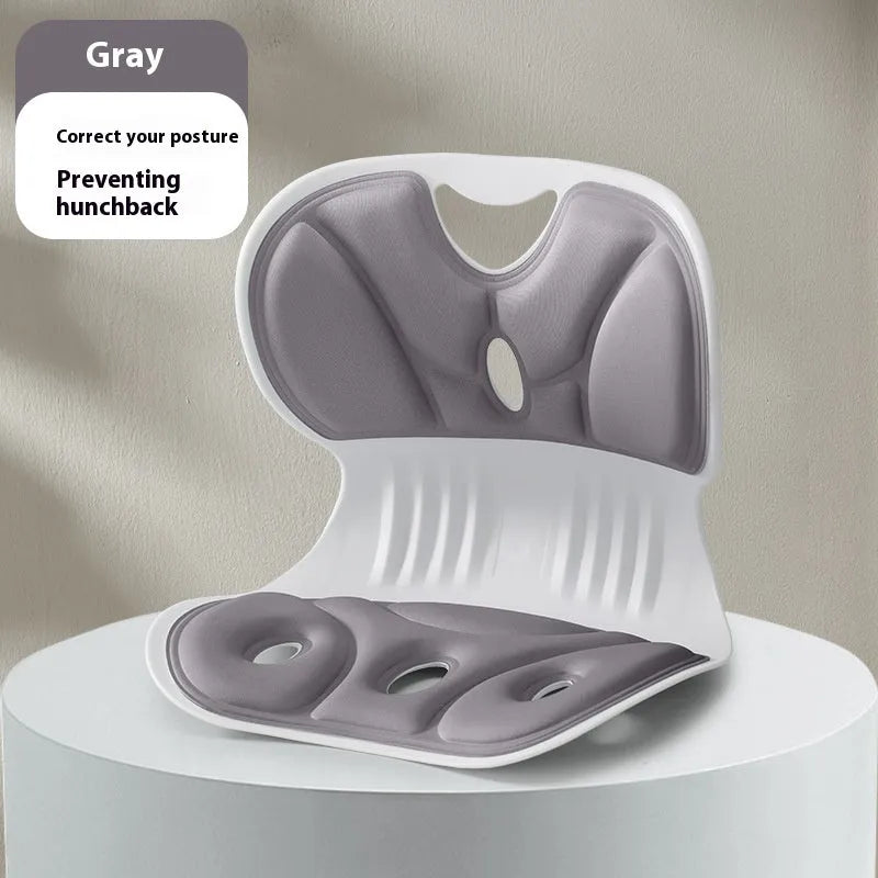 Memory foam chair backrest cushion in grey showing minimalist solid colour design for lumbar support