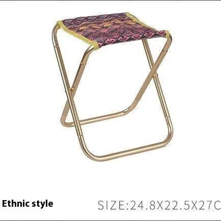 Black 7075 aluminum alloy folding stool with ethnic style design for portable outdoor seating