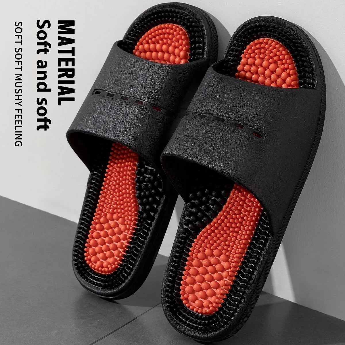 Non-slip ball massage sandals with grape particle texture, PVC upper and sole, available in multiple colours