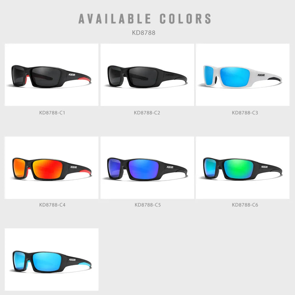 Ultralight polarised sports sunglasses with TR90 frame and silicone nose pads in multiple colour options.