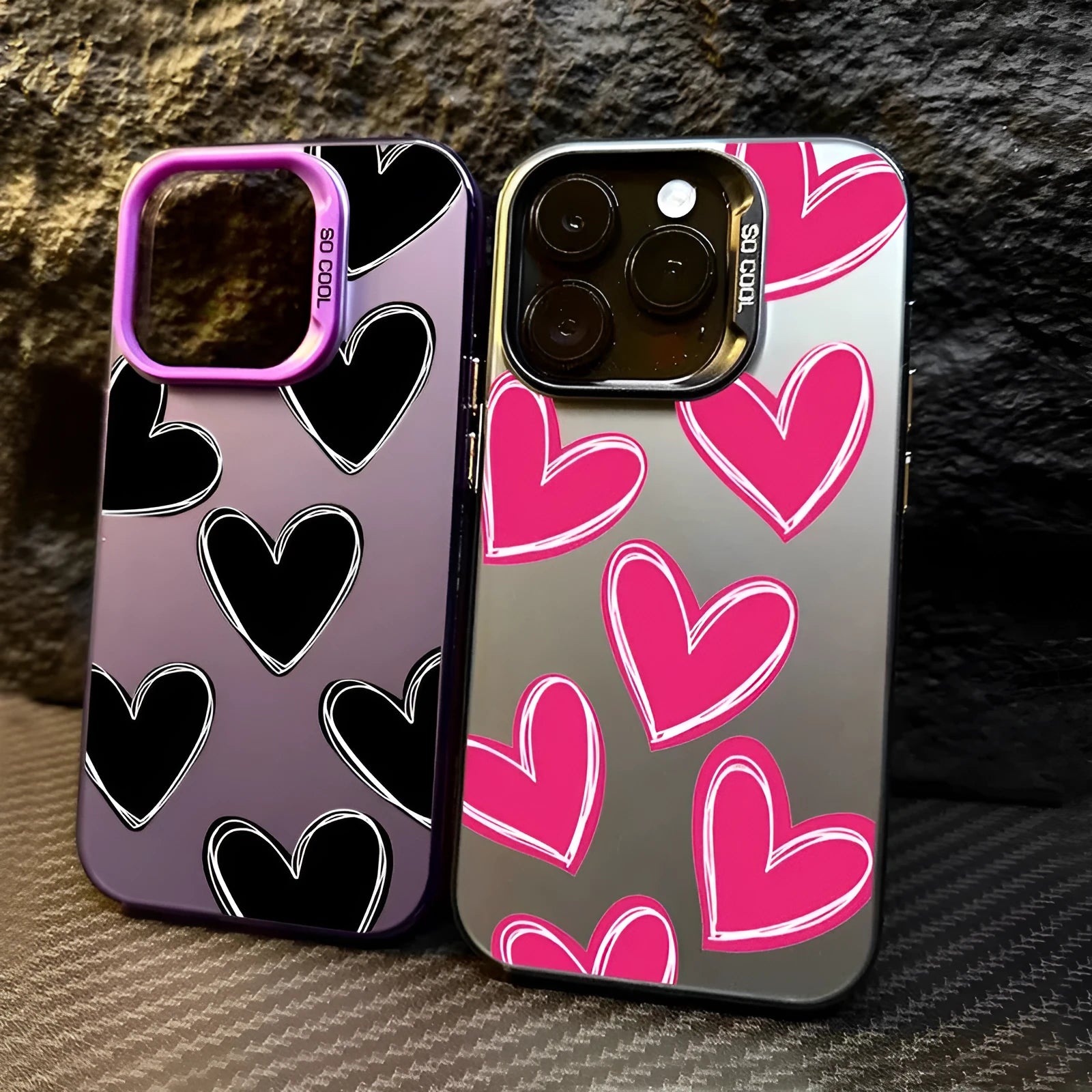 Heart mobile phone shell PC laser love pattern gray case for Apple iPhone models